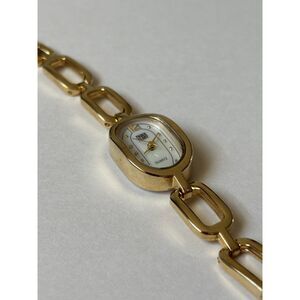 Faded Glory Gold Tone MOP Chain Link Wristwatch WORKS